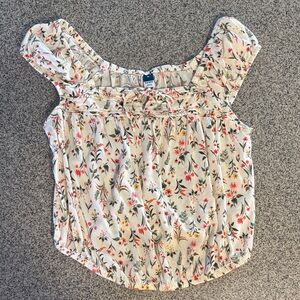 Old Navy Floral Blouse - Cream with Red and Green